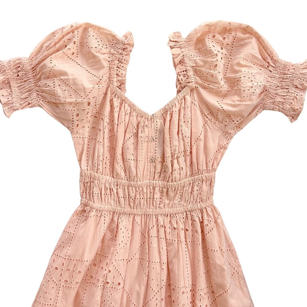 Cleobella Florence Midi Dress in Shell Eyelet Puff Sleeve Organic Cotton S NWT - Picture 6 of 16